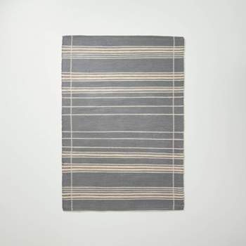 Wool Blend Variegated Stripe Area Rug Dark Gray - Hearth & Hand™ with Magnolia