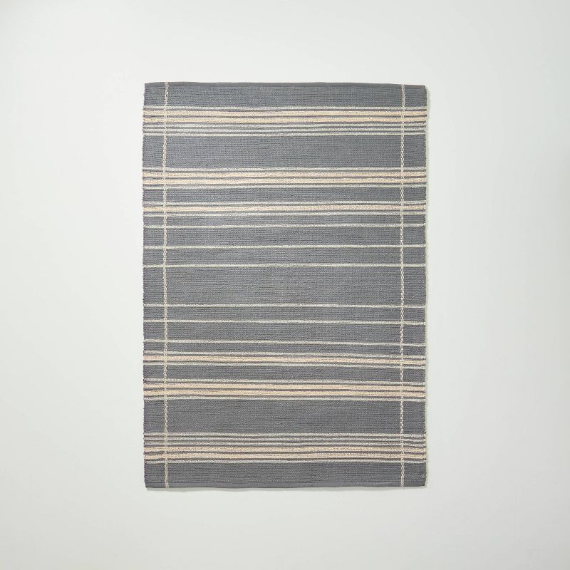 Wool Blend Variegated Stripe Area Rug Dark Gray - Hearth & Hand™ with Magnolia, 1 of 7