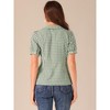 Allegra K Women's Plaid Gingham Puff Short Sleeve Peter Pan Collar Button Down Shirt - 4 of 4