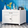 FUFU&GAGA Elegant White Bathroom Cabinet Spacious Countertop, Smooth - Glide Drawer & Adjustable Shelves for Versatile Storage - 2 of 4