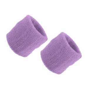 Unique Bargains Sport Absorbing Cotton Terry Cloth Wrist Sweatbands Wristbands 3.15" 1 Pair - 1 of 4