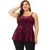 Agnes Orinda Women's Plus Size Velvet Adjustable Strap Peplum Sleeveless Camisoles - 3 of 4