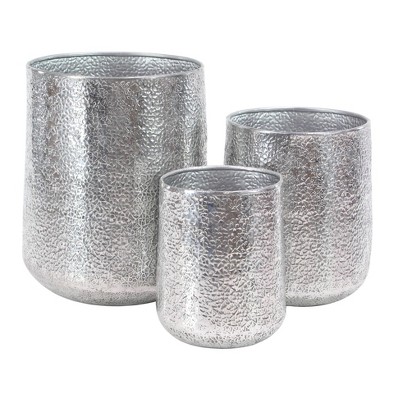 Set of 3 Modern Aluminum and Iron Planters Silver - Olivia & May