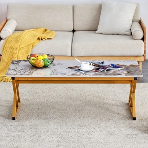 FONTOI Rectangle Coffee Table with Smooth Marble Pattern, Floor Mount Side Table for Living Room Bedroom Office, Gold, 23.6"*16.8"*47" - 1 of 4