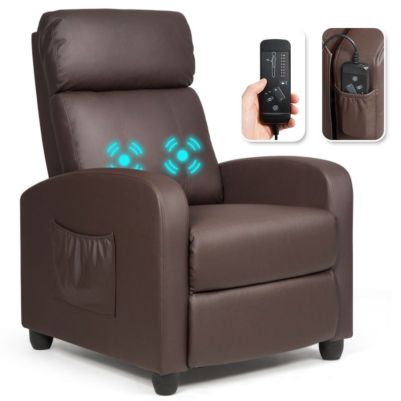 Recliner Massage Chair, Ergonomic Adjustable Single Sofa with Padded Seat Black\Brown\Gray, 2 of 9