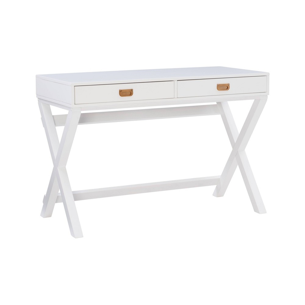 Photos - Office Desk Linon Peggy Transitional Campaign Wood Writing Desk with Drawers White  