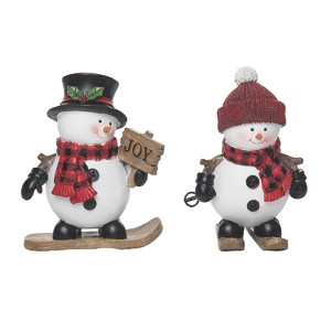Transpac Resin Skiing Snow Cuties Figurine Set of 2 Christmas Home Decorations - 1 of 1