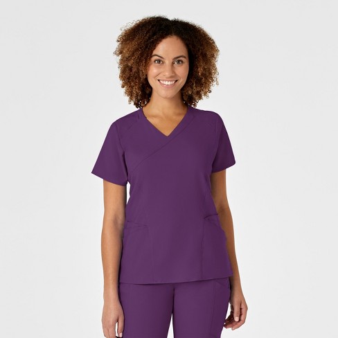 Wink W123 Women's Mock Wrap Scrub Top, Eggplant, 3x : Target