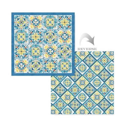 Mediterranean Breeze Blue Cotton Reversible Queen Quilt Set