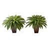 Nearly Natural 23-in Artificial Boston Fern Plant with Tapered Bronze Square Metal Planter DIY KIT (Set of 2) - 2 of 4