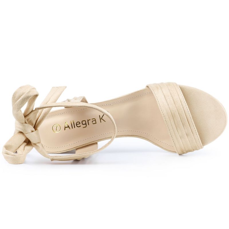 Allegra K Women's Open Toe Ankle Tie Back Block Heels Sandals, 4 of 8
