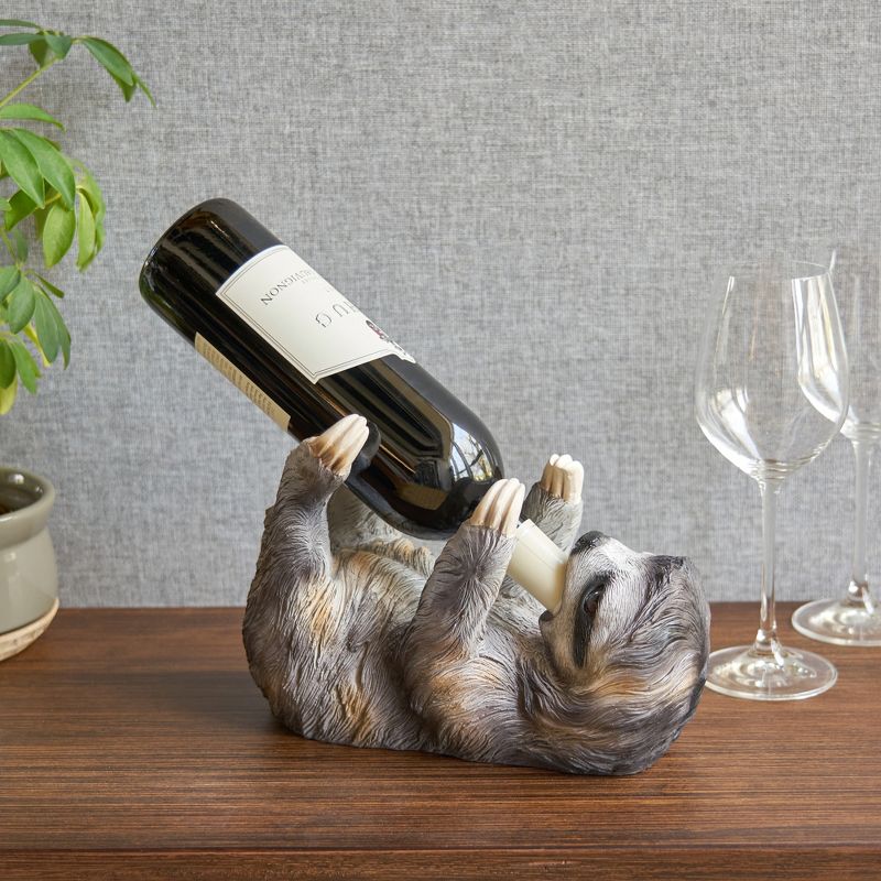 True Sloth Polyresin Wine Bottle Holder, Felt Base, Set of 1, Grey, Holds 1 Standard Wine Bottle, Novelty Wine Decor, 3 of 7