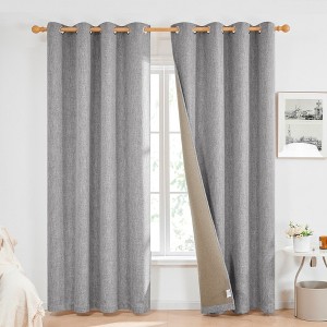Deconovo Embroidered Leaf Farmhouse Sheer Curtains (2 Panels) - 1 of 4