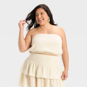 Women's Crinkle Gauze Tube Top - Universal Thread™ - 1 of 3