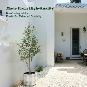 Tree City 5.2ft Faux Olive Tree - 2 Stems Artificial Olive Plant with 560 Leaves, Black Sand in White Pot for Home Decor - 1 of 4
