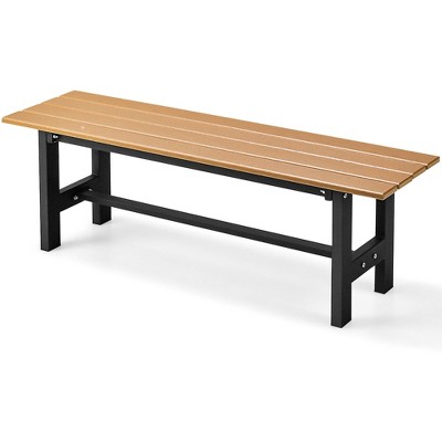 Tangkula Outdoor HDPE Bench w/ Metal Frame 47" x 14" x 16" for Yard Garden
