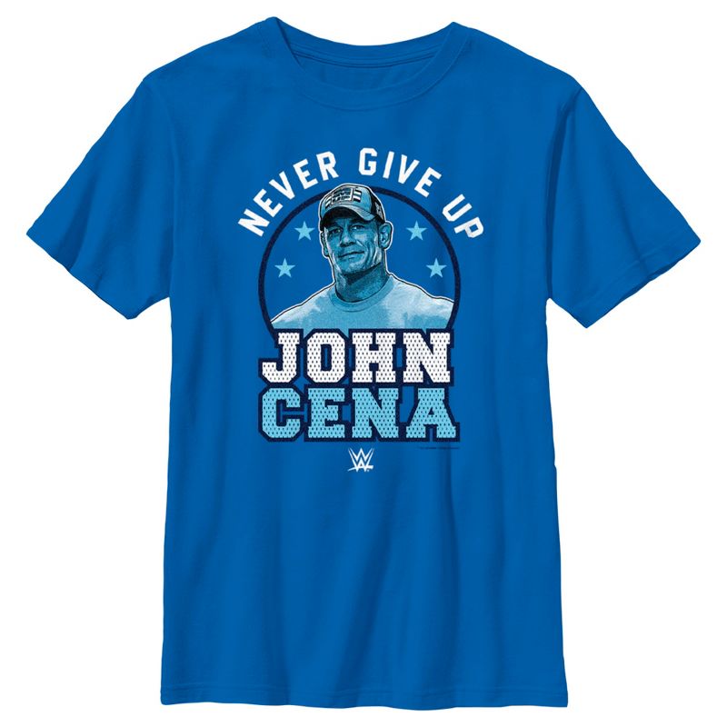 Boy's WWE John Cena Never Give Up Blue Logo T-Shirt, 1 of 6