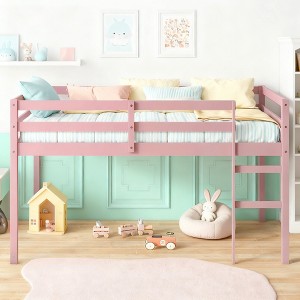 Luxystar Twin Loft Bed with Ladder, Bed Platform of Strengthened Slats for Kids‘ Room and Guest Room - 1 of 4