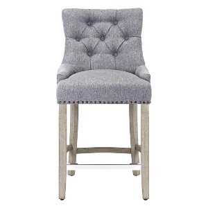 WestinTrends 24" Linen Fabric Tufted Buttons Upholstered Wingback Counter Stool - 1 of 4