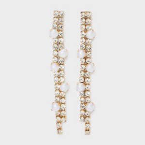 Cupchain and Pearl Linear Earrings - A New Day™ Gold/Clear - 1 of 3