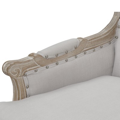 Classic French Taupe Wooden Accent Chair with Nailhead Trim