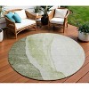 Olive Green And Beige Abstract Washable Indoor Outdoor Area Rug - 2 of 4