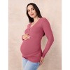 Women's V-Neck Side-Ruched Long Sleeve Henley Tee | Motherhood Maternity - 4 of 4