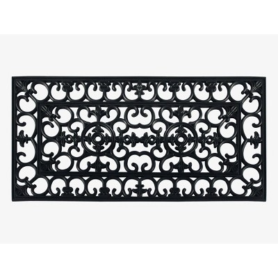 A1HC 100% Rubber Outdoor Doormat, Elegant Scrollwork, 24"x48", All-Weather, Slip-Resistant, Mats for Entryways
