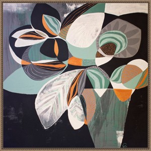 30"x30" May Flowers by Gabriela Avila Framed Canvas Wall Art Print Bronze - Amanti Art: Botanical Lithograph, Bungalow Decor - 1 of 4