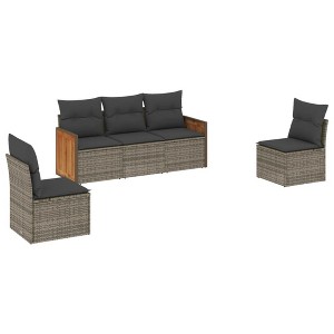 vidaXL Garden Sofa Set Grey PE rattan 5-piece set Adjustable Feet - 1 of 4