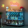 Zarler 4-Tier Bar Cabinet with Power Outlet, Bar Cabinet with LED, Liquor Stand with Lights, Metal Mini Bar Table, 47.3"x15.8"x 36", Black/Brown/Gray - 2 of 4