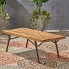 Outdoor Coffee Table with Iron Legs,Modern Acacia Wood Patio Table for Balcony or Deck,Rectangular Table for Backyard Seating – The Pop Home - 2 of 4