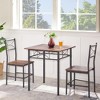 3-Piece Dining Set with Square Table and 2 Armless Chairs - 2 of 4
