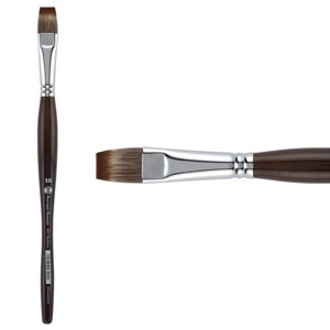 Borciani e Bonazzi UNICO Synthetic Mongoose Artist Paint Brush - Series 801 Flat - Size #18 - Watercolors, Oil & Acrylic Paint - Handcrafted in Italy, - 1 of 4