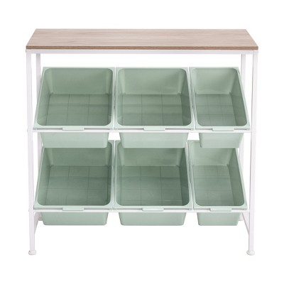 Seville Classics 6-Bin Organizer Cart, 32.5" W x 14.2" D x 30.5" H