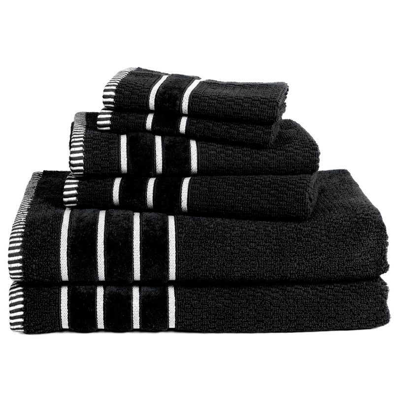 6pc Solid Bath Towels Set Black - Yorkshire Home, 4 of 6