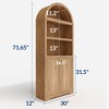 71.6" Tall Arched Cabinet,5 Tier Bookcase Arched Book Shelf with Doors and Adjustable Shelves, Home Office Wooden Arch Shelf Storage Organizer - 2 of 4