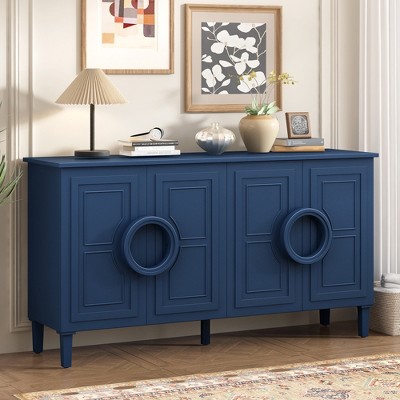 Modern Sideboard Buffet Cabinet, 4-Door Console Storage Cabinet With Round Door Handles, Storage Buffet Furniture