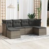 vidaXL 6 Piece Patio Sofa Set with Cushions Gray Poly Rattan - Without Table - 2 of 4