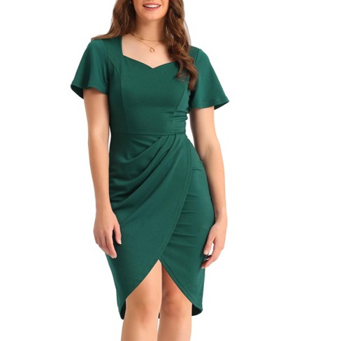 Crew neck asymmetric hem plain short sleeve bodycon hot sale dresses