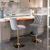 Velvet Swivel Bar Stools Set Of 2, Adjustable Bar Stools Counter-to-Bar Height Stools with Nailhead Trim, Tufted Back, Gold Legs-Maison Boucle - 3 of 4