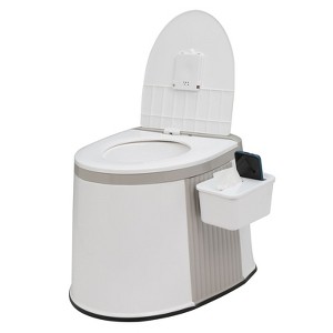 Karl Home | Off-White Portable Camping Toilet with Paper Holder and Anti-Slip Strips - 1 of 4