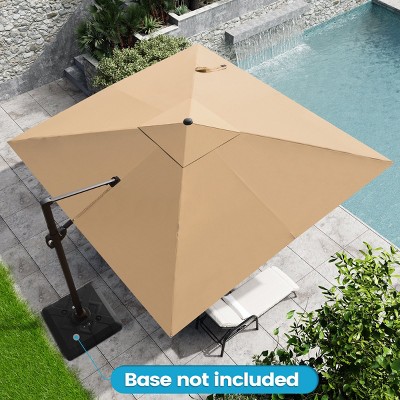Crestlive Products 10.5FT Square Cantilever Umbrella Outdoor 360 Degree Rotation Offset Umbrella 6 Heights Adjustable Cantilever Patio Umbrella