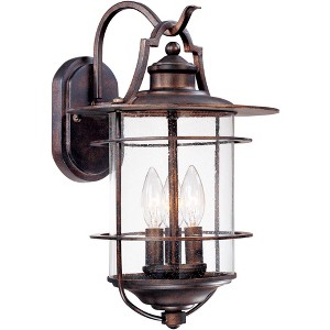 Franklin Iron Works Casa Mirada Rustic Industrial Farmhouse Outdoor Wall Light Fixture Bronze 16 1/4" Clear Seedy Glass for Post Exterior Barn Deck - 1 of 4