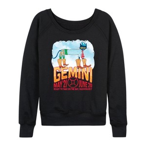 Women's - Pete the Cat - Gemini Lightweight French Terry Wide Neck Long Sleeve Shirt - 1 of 4
