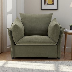 Oversized Chenille Armchair with Removable Washable Cushions - 1 of 4