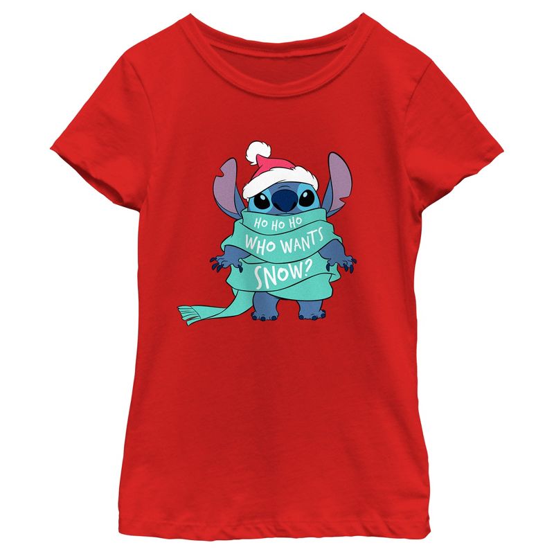 Girl's Lilo & Stitch Who Wants Snow? T-Shirt, 1 of 6