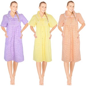 JEFFRICO 3 Pack House Dresses for Women with Pockets - Lightweight Breathable Short Sleeve Muumuu & Nightgowns - Dusters - 1 of 4