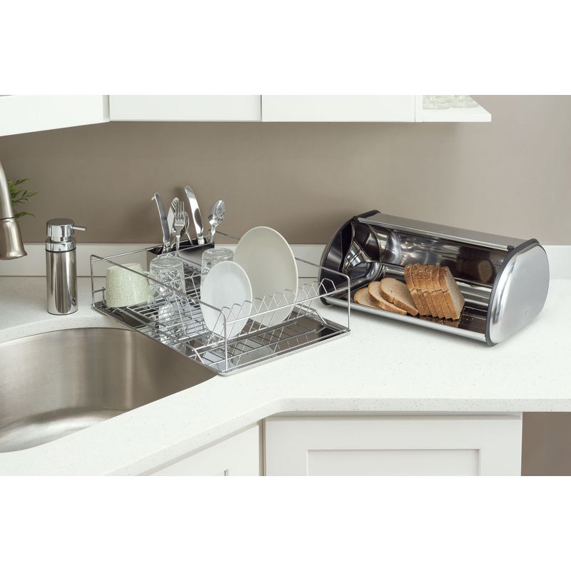 Home Basics Chrome Plated Steel Dish Rack with Tray, 3 of 4