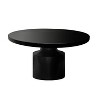 The Urban Port 30" Round Coffee Table with Pedestal Base Sleek Modern Silhouette Matte Black Powder Coated Metal Black - 2 of 4